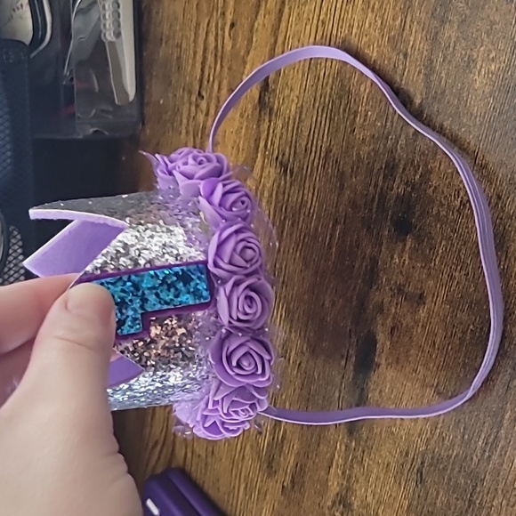 First Year Tiara "1" Purple & Silver - Picture 2 of 4
